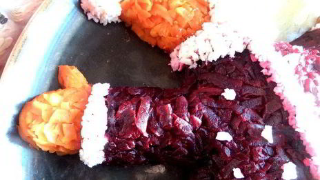 салат селедочка в наряде санта клауса