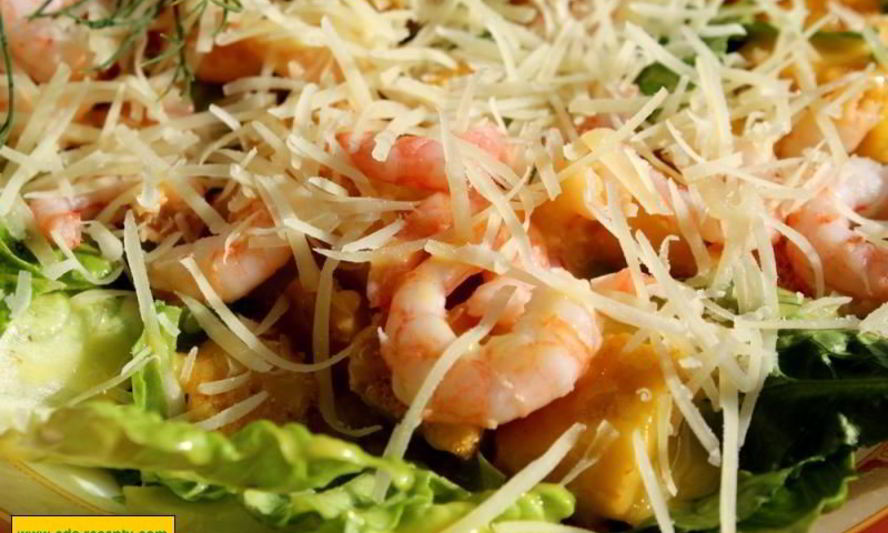 Рецепт салата цезарь с креветками без майонеза