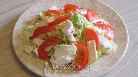 салат цезарь с пекинской капустой и курицей