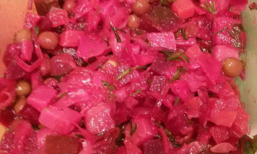 Рецепт винегрета из запеченных овощей с квашеной капустой