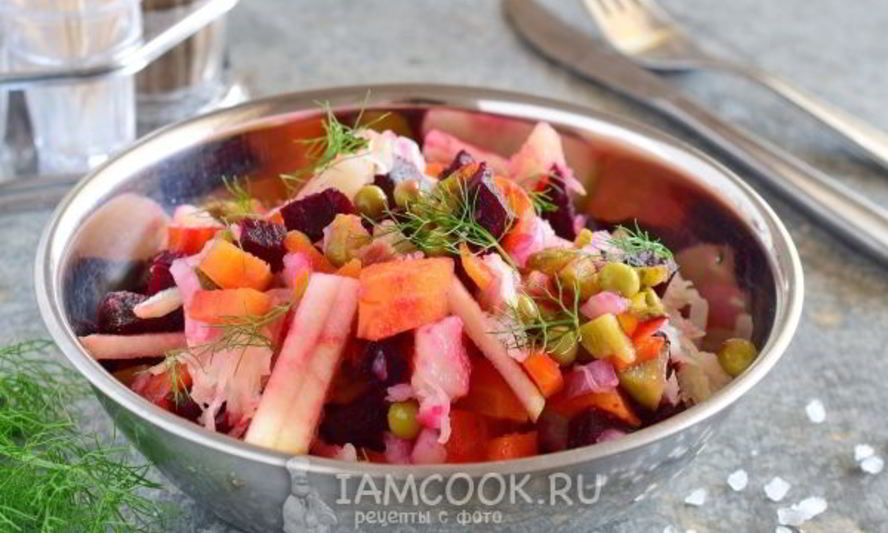 Рецепт винегрета с квашеной капустой и горошком