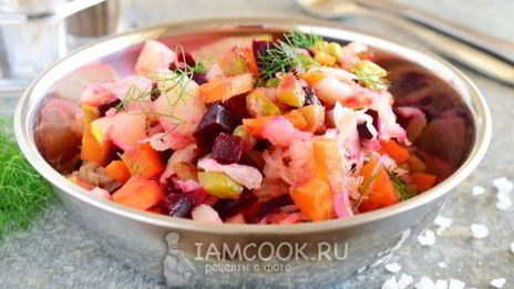 винегрет с квашеной капустой и горошком