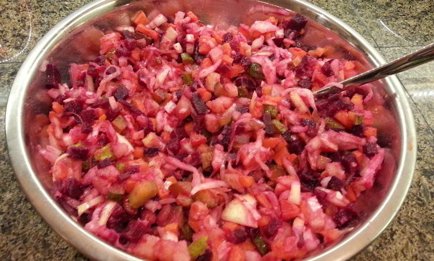 Рецепт винегрета с квашеной капустой и свеклой
