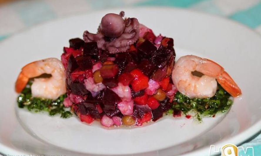 Рецепт винегрета с морепродуктами