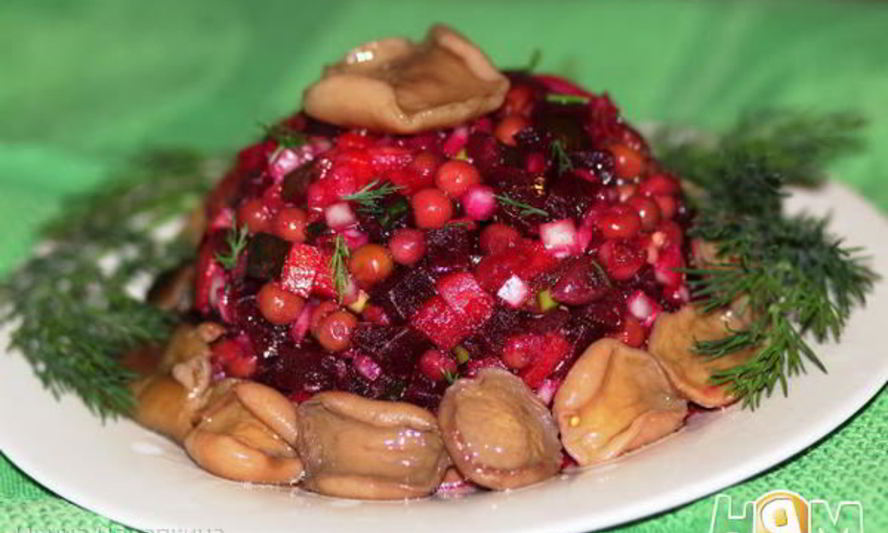 Рецепт винегрета с солеными грибами