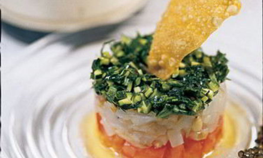 Рецепт тартара из томатов, дорады и цукини