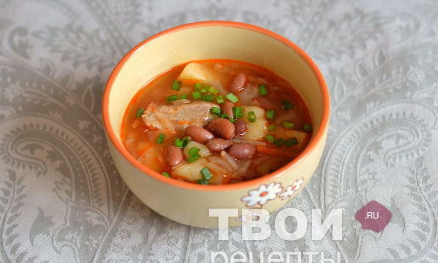 Рецепт борща с фасолью