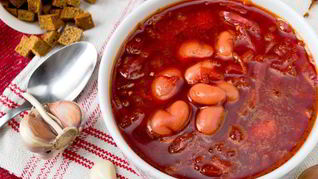 Холодный борщ с фасолью