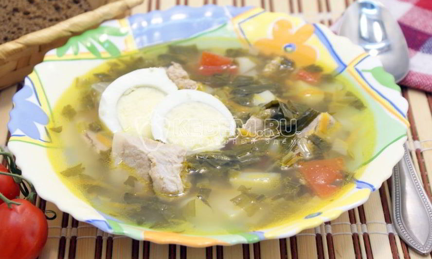 Рецепт зеленого борща с щавелем и черемшой