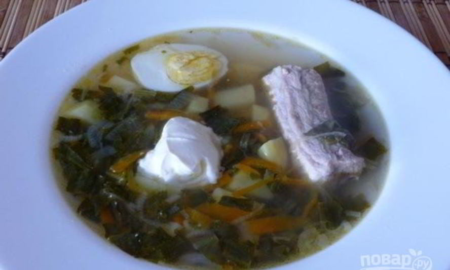 Рецепт зеленого борща с яйцом и щавелем