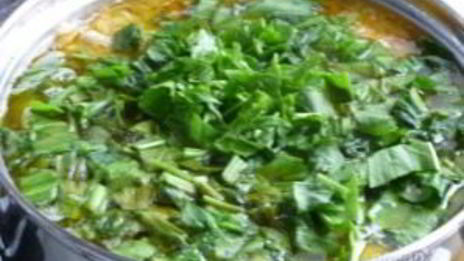 зеленый борщ с яйцом и щавелем