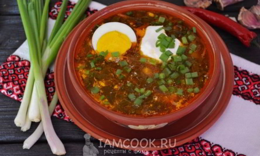Рецепт зеленого борща со щавелем и яйцом