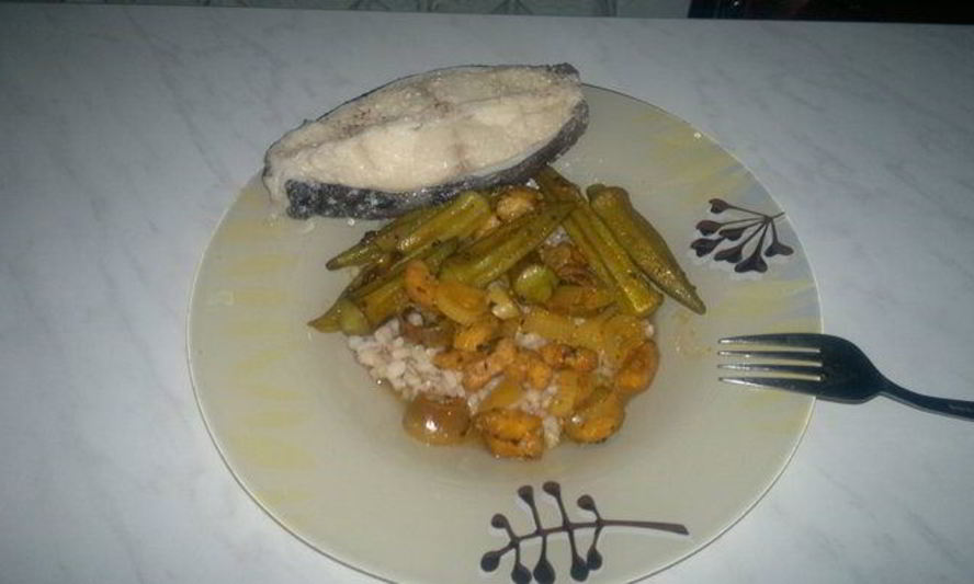 Рецепт перловки с бамией и бананом