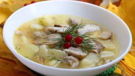 суп из белых грибов на мясном бульоне