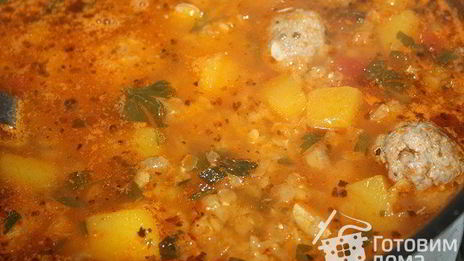 чечевичный суп с тыквой и фрикадельками