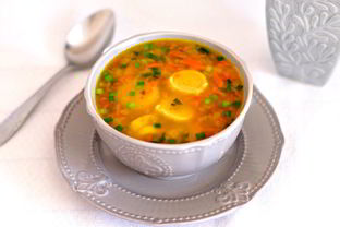 Гороховый суп с чесночными рулетиками