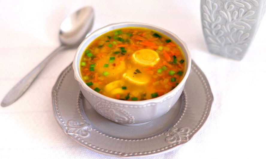 Рецепт горохового супа с чесночными рулетиками