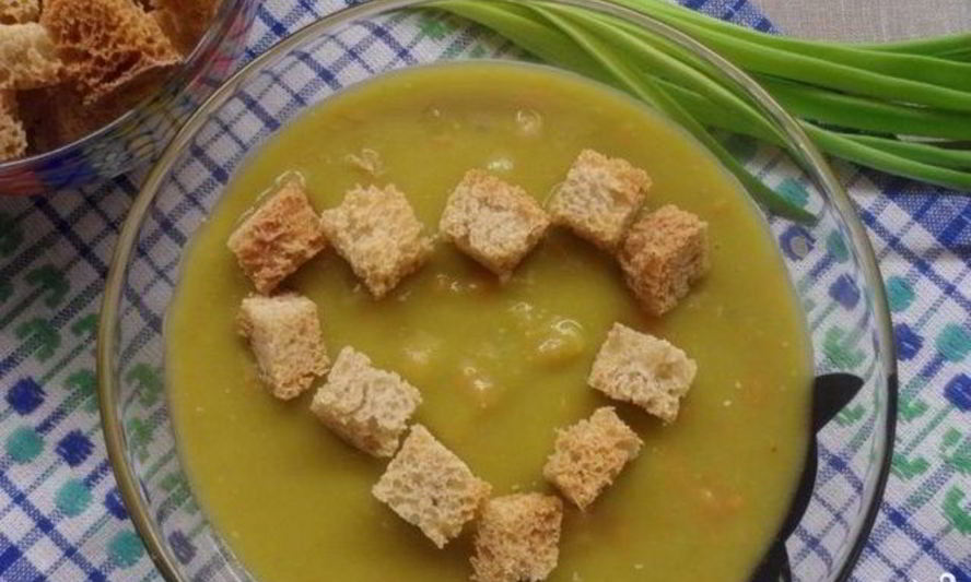Рецепт горохового супа с гренками