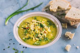 Гороховый суп с курицей и рисом