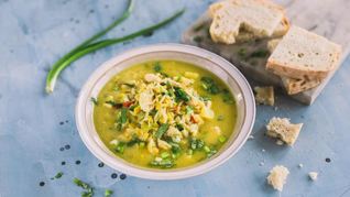 Гороховый суп с курицей и рисом