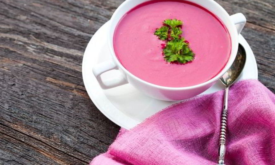 Рецепт холодника на курином бульоне из запеченной свеклы