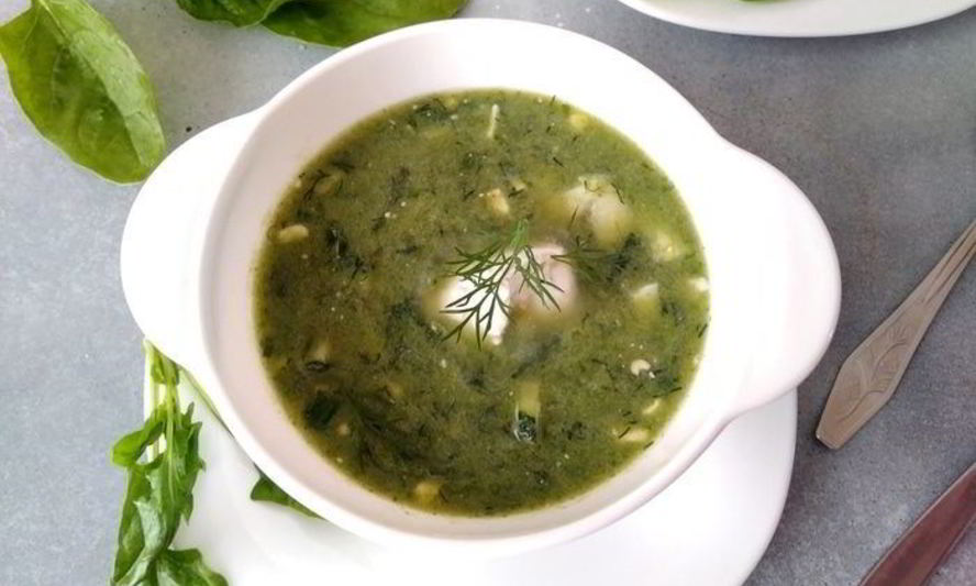 Рецепт холодника на квасе со шпинатом