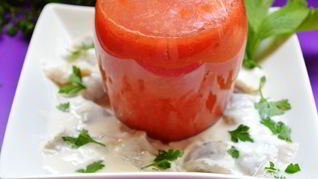 Холодный томатно-творожный суп