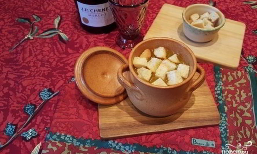 Рецепт лукового супа в горшочках