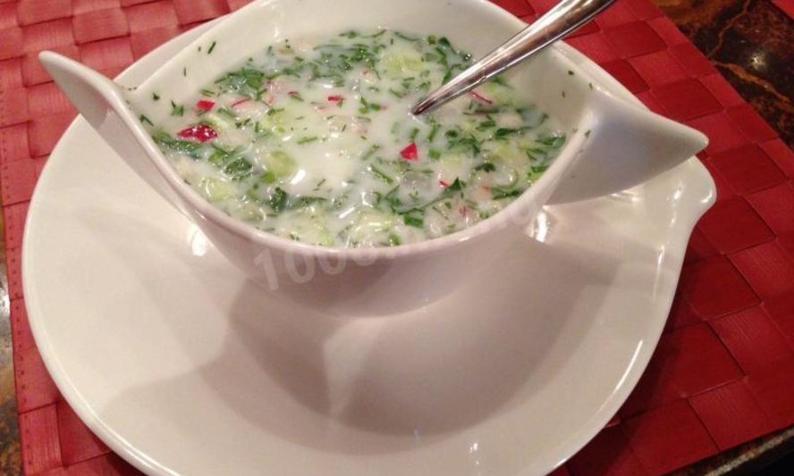 Рецепт легкого супа окрошка с черемшой на кефире