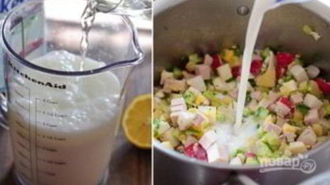 окрошка классическая с колбасой на кефире