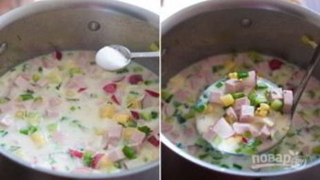 окрошка классическая с колбасой на кефире