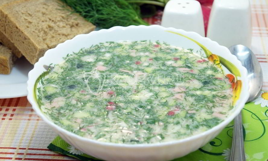 Рецепт окрошки классической с колбасой