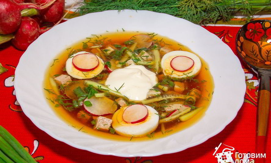 Рецепт окрошки мясной