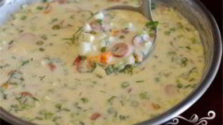 Окрошка на кефире и минералке