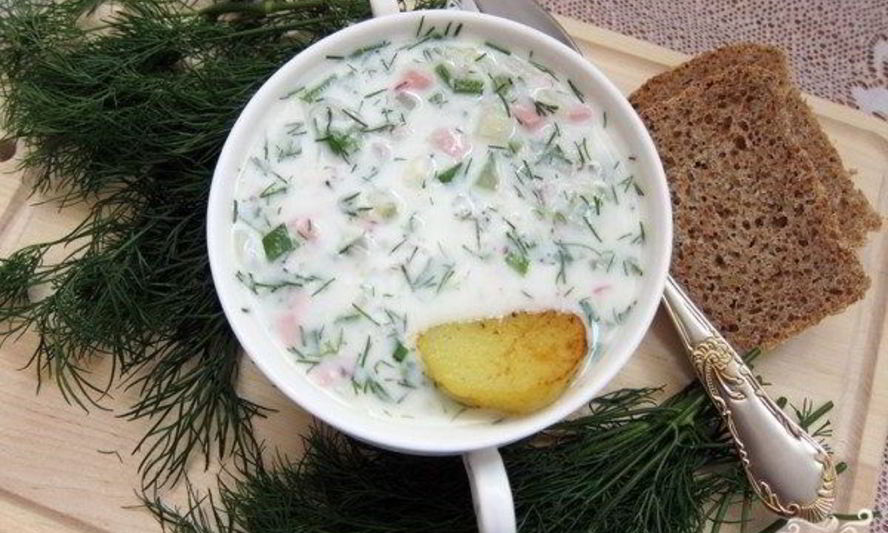 Рецепт окрошки на кефире и минеральной воде