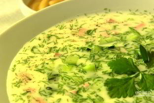 Окрошка на кефире с горчицей