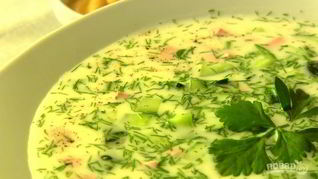 Окрошка на кефире с горчицей