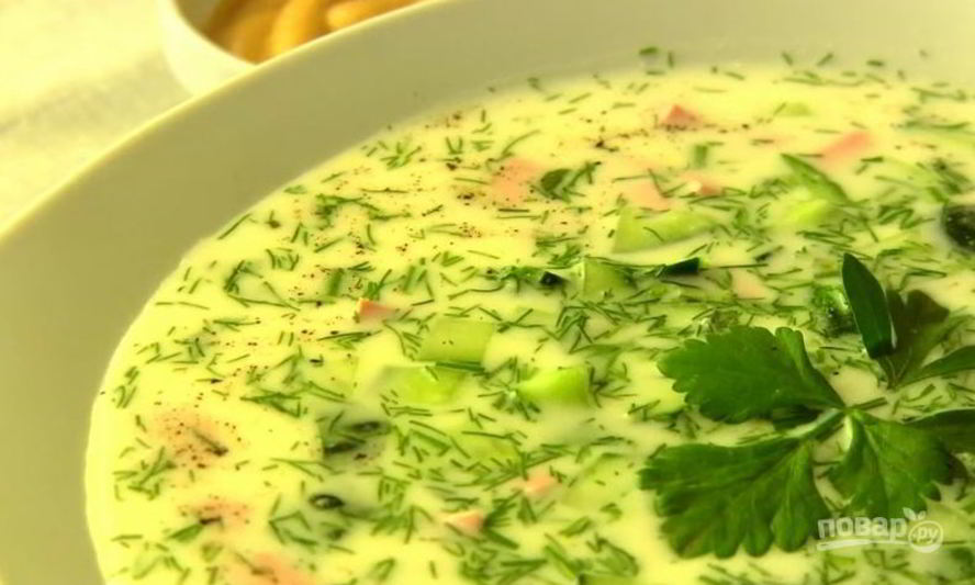 Рецепт окрошки на кефире с горчицей