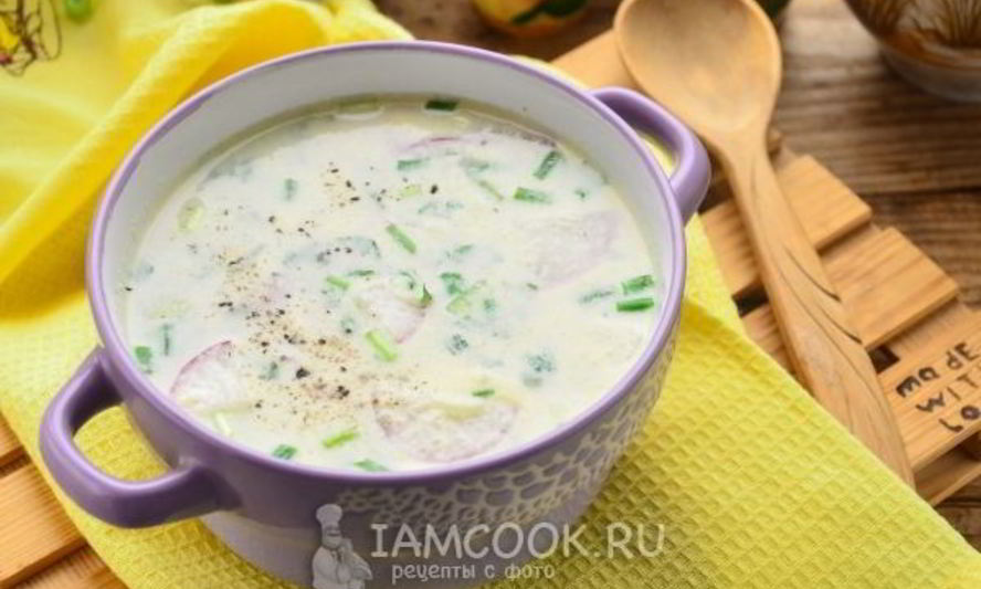 Рецепт окрошки на майонезе с колбасой