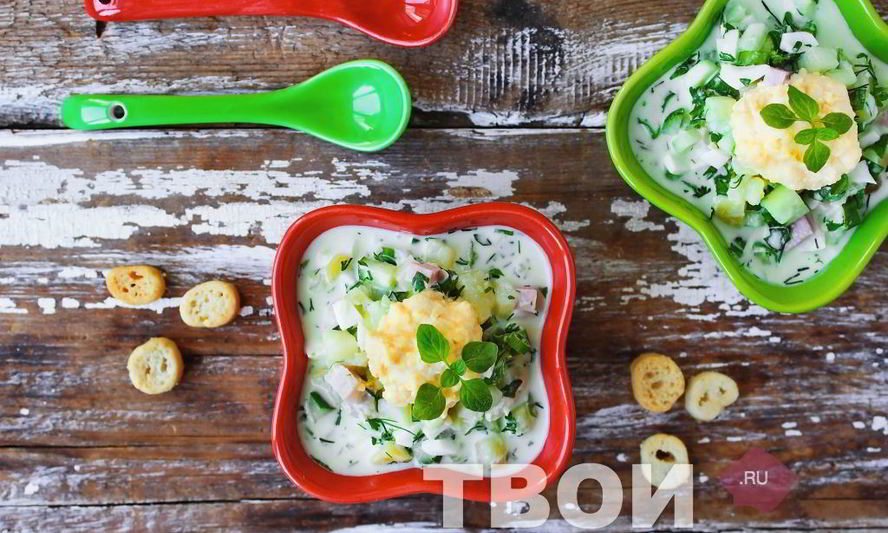 Рецепт окрошки на сметане