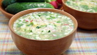 Окрошка с колбасой