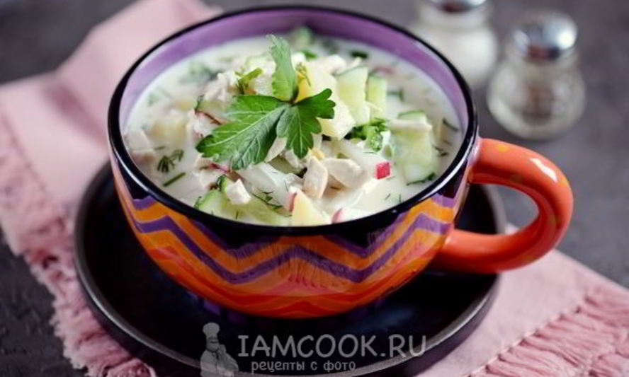 Рецепт окрошки с куриной грудкой