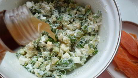 окрошка с малосольной семгой