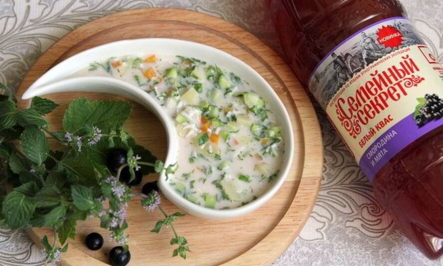 Рецепт окрошки с морковной ботвой и белым квасом