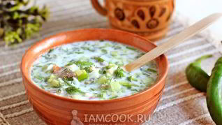 Окрошка с мясом на кефире