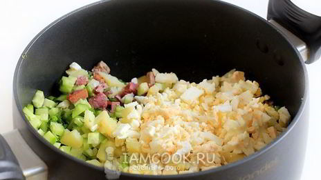 окрошка с мясом на кефире