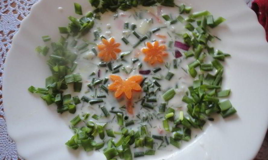 Рецепт окрошки с цветной капустой