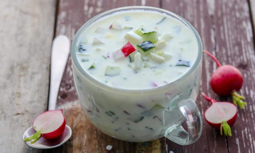 Рецепт вегетарианской окрошки на кефире