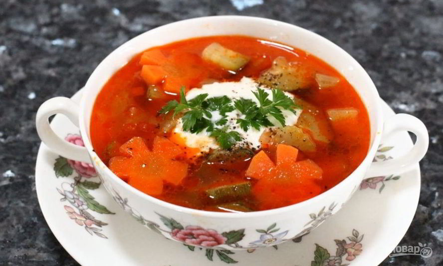 Рецепт быстрого овощной суп со свининой