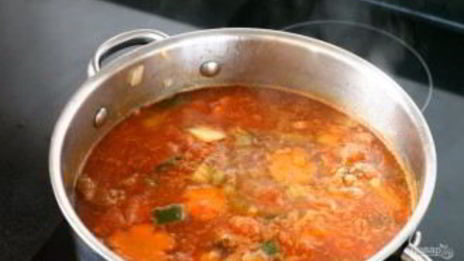 быстрый овощной суп со свининой